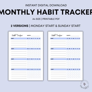 Printable Habit Tracker | A4 Size PDF Download | Self Care Planner ...
