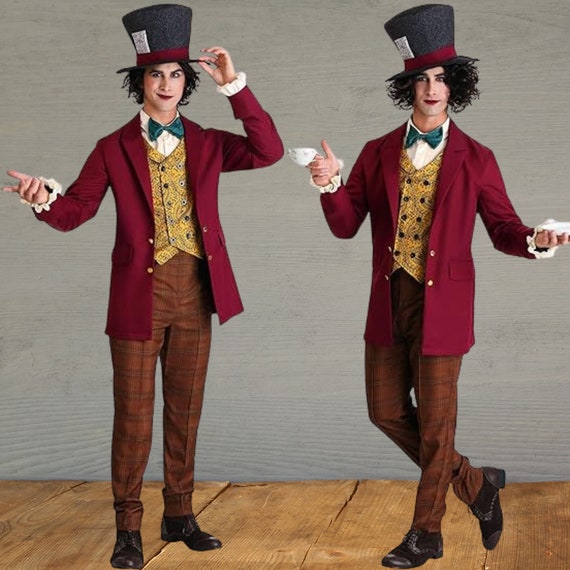 Alice In Wonderland Mad Hatter Mens Adult Fancy Dress Halloween Costume