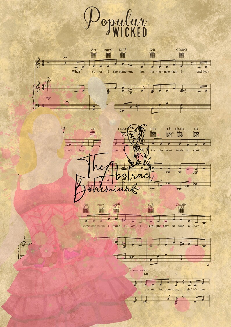 Glinda Wicked Musical Sheet Music Art Print | Broadway Decor (digital ...