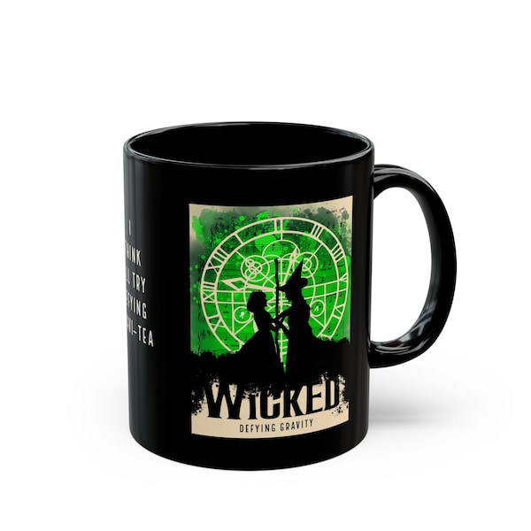 Wicked Musical Mug, Broadway Gift, Black Ceramic Coffee Cup