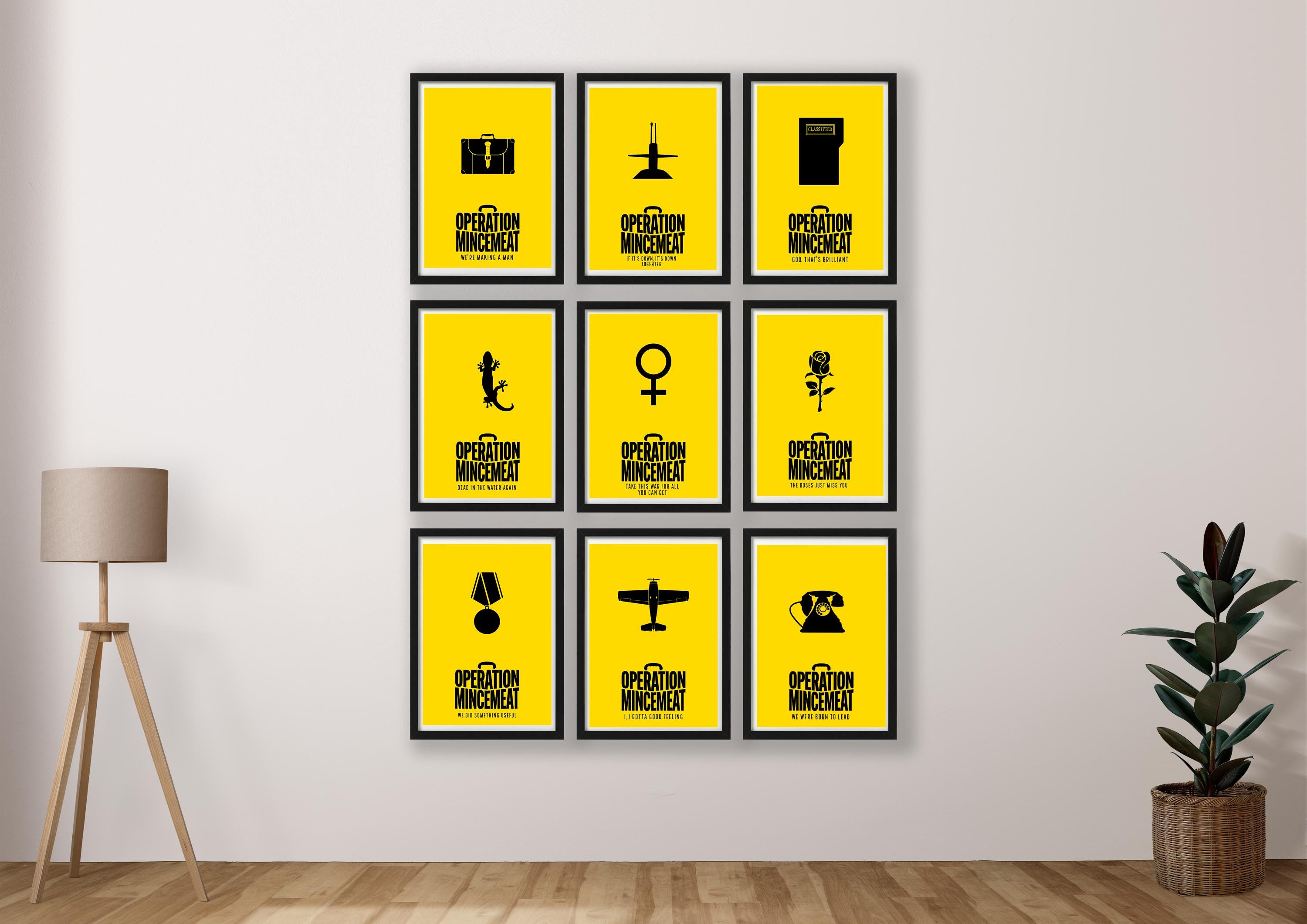 Operation Mincemeat Musical Sheet Music Art Prints | Set of 9 | Minimalist Style | West End Broadway | available in a2 a3 a4