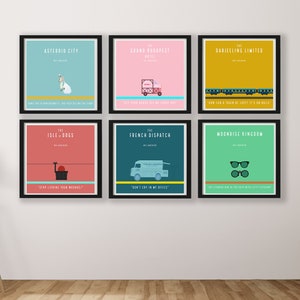 Wes Anderson Collection 6 Minimalist Film Movie Prints Square