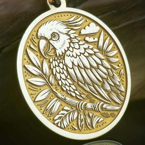 14K Solid Gold Parrot Spirit Necklace, Parrot Totem Pendant, Tropical Bird Jewelry, Macaw Spirit Animal Necklace, Gold Parrot Medallion Gift