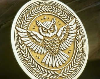 14K Gold Athena Owl Necklace, Silver & Rose Gold Owl Pendant, Greek Mythology Wisdom Charm Jewelry Gift