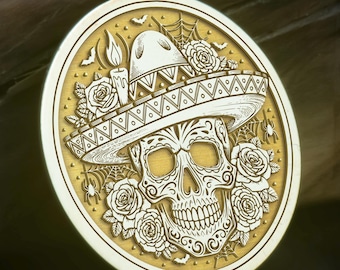 14K gouden Calavera-schedelketting, zilveren hanger Dag van de Doden, roségouden hanger suikerschedel, gotische charme
