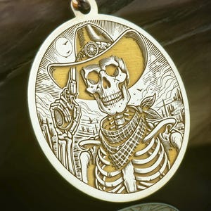 Cowboy Skeleton Pendant: Sterling Silver Western Skull Necklace
