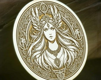 14K Solid Gold Freya Pendant Necklace Norse Goddess Viking Mythology Jewelry Silver & Rose Gold Charm