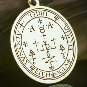 14K Gold Uriel Sigil Pendant: Archangel Protection Necklace