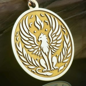 14K Solid Gold Griffin Pendant Necklace, Mythical Creature Charm, Laurel Wreath Griffin Medallion, Sterling Silver, Gold Plated, Rose Gold