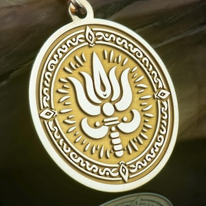 14K massief gouden trishul-ketting, hindoeïstische drietand hanger Shiva symbool sieraden goddelijke kracht amulet heilige talisman