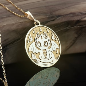 14K Solid Gold Cute Dragon Necklace, Dragon Charm, Silver Cute Dragon Pendant, Year Of The Dragon Necklace, Chinese New Year Dragon Pendant