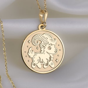 14K Solid Gold Capricorn Necklace, Capricorn Zodiac Necklace, Silver Capricorn Zodiac Sign Pendant, Zodiac Sign Necklace, Horoscope Necklace