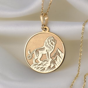 14K Solid Gold Lion Necklace, King Of The Jungle Pendant, Silver Personalized Lion Necklace, Charakterystyczny naszyjnik, Urok osobowości