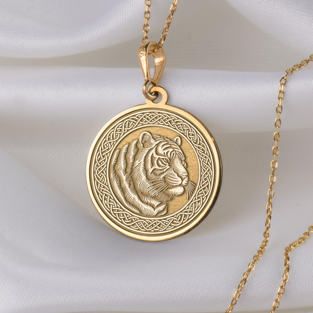 Gold Tiger Italian Intaglio Necklace