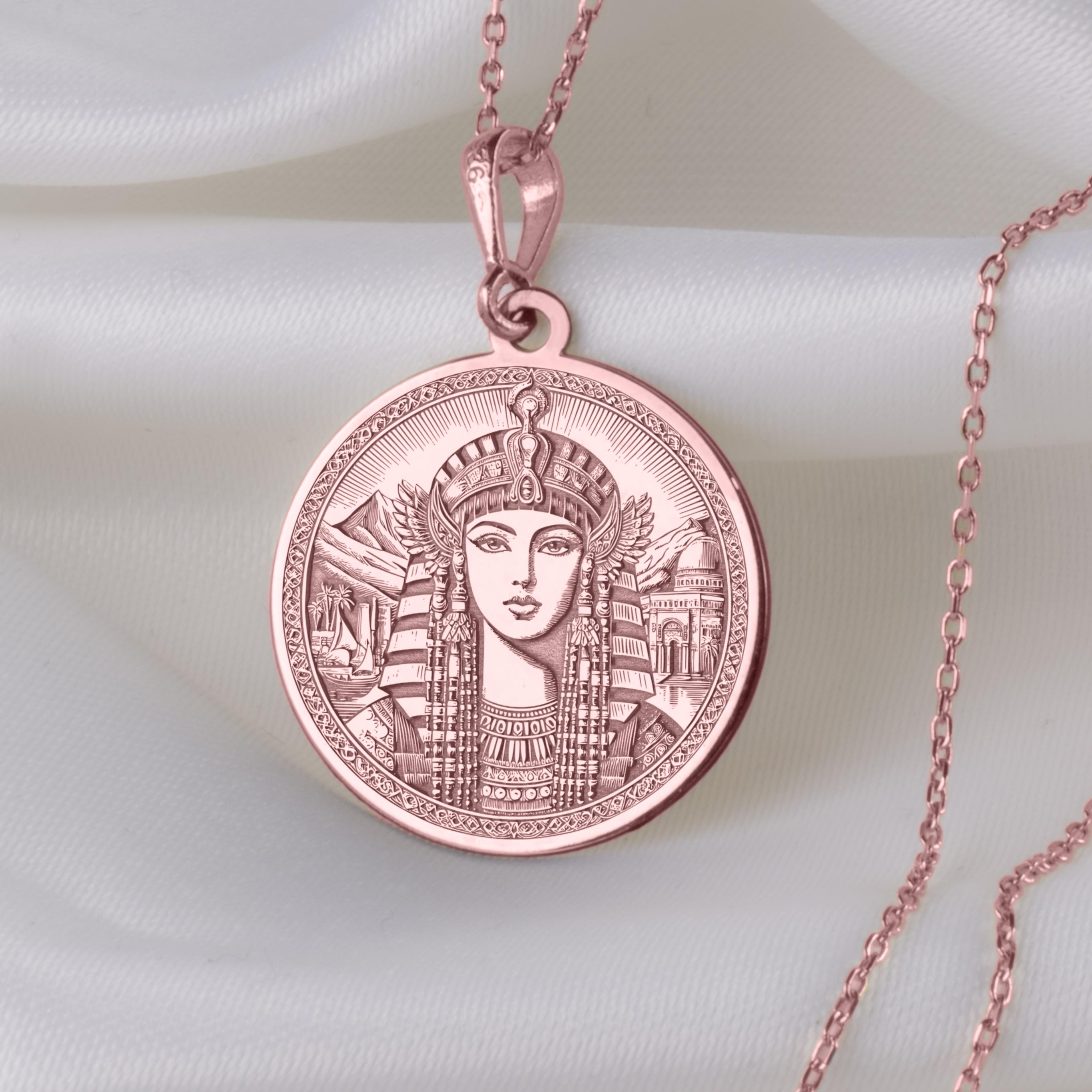 14K Gold Cleopatra Necklace, Silver Cleopatra Necklace, Silver Egyptian  Queen Pendant, Rose Gold Pharaoh Charm, Ancient Egypt Jewelry - Etsy