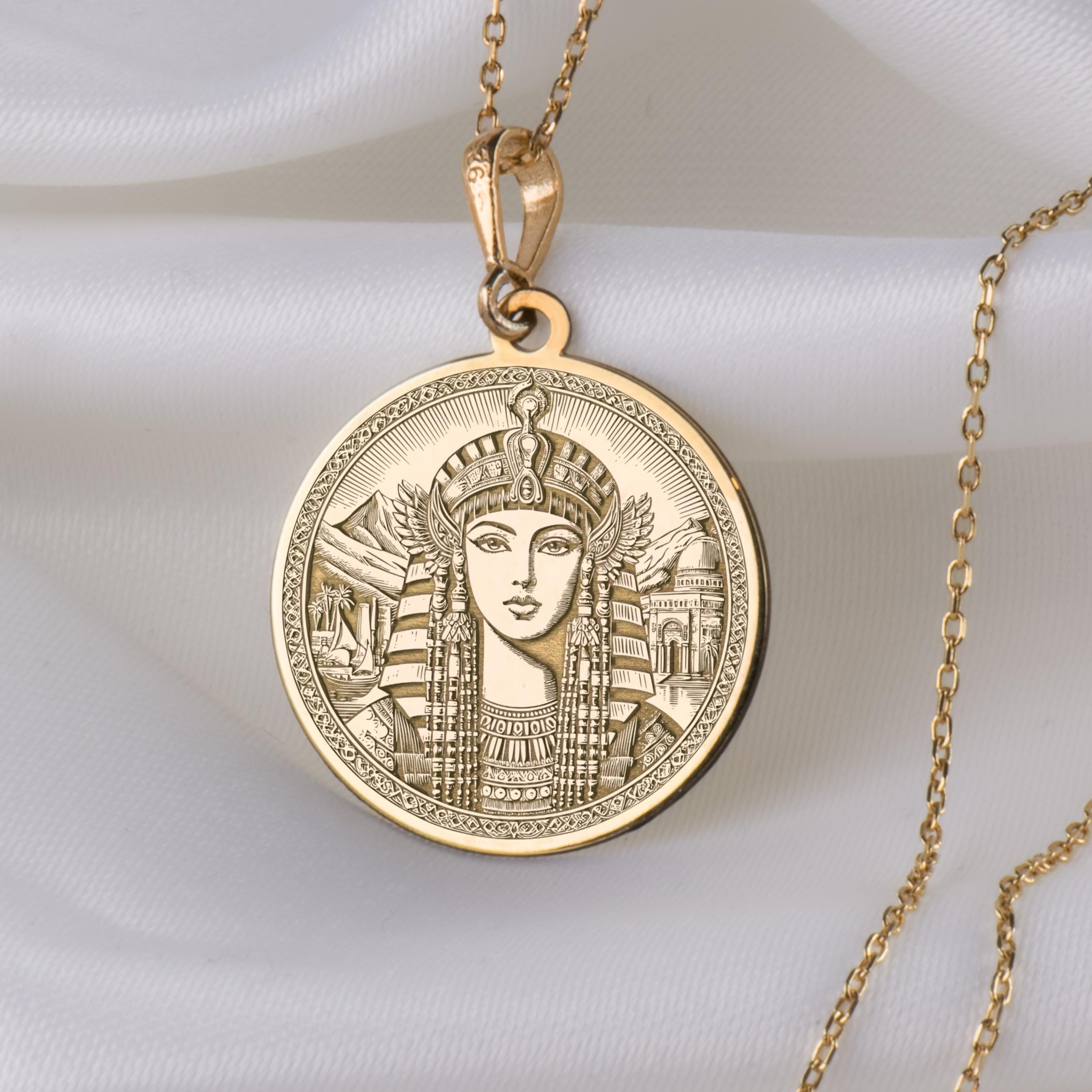 14K Gold Cleopatra Necklace, Silver Cleopatra Necklace, Silver Egyptian  Queen Pendant, Rose Gold Pharaoh Charm, Ancient Egypt Jewelry - Etsy