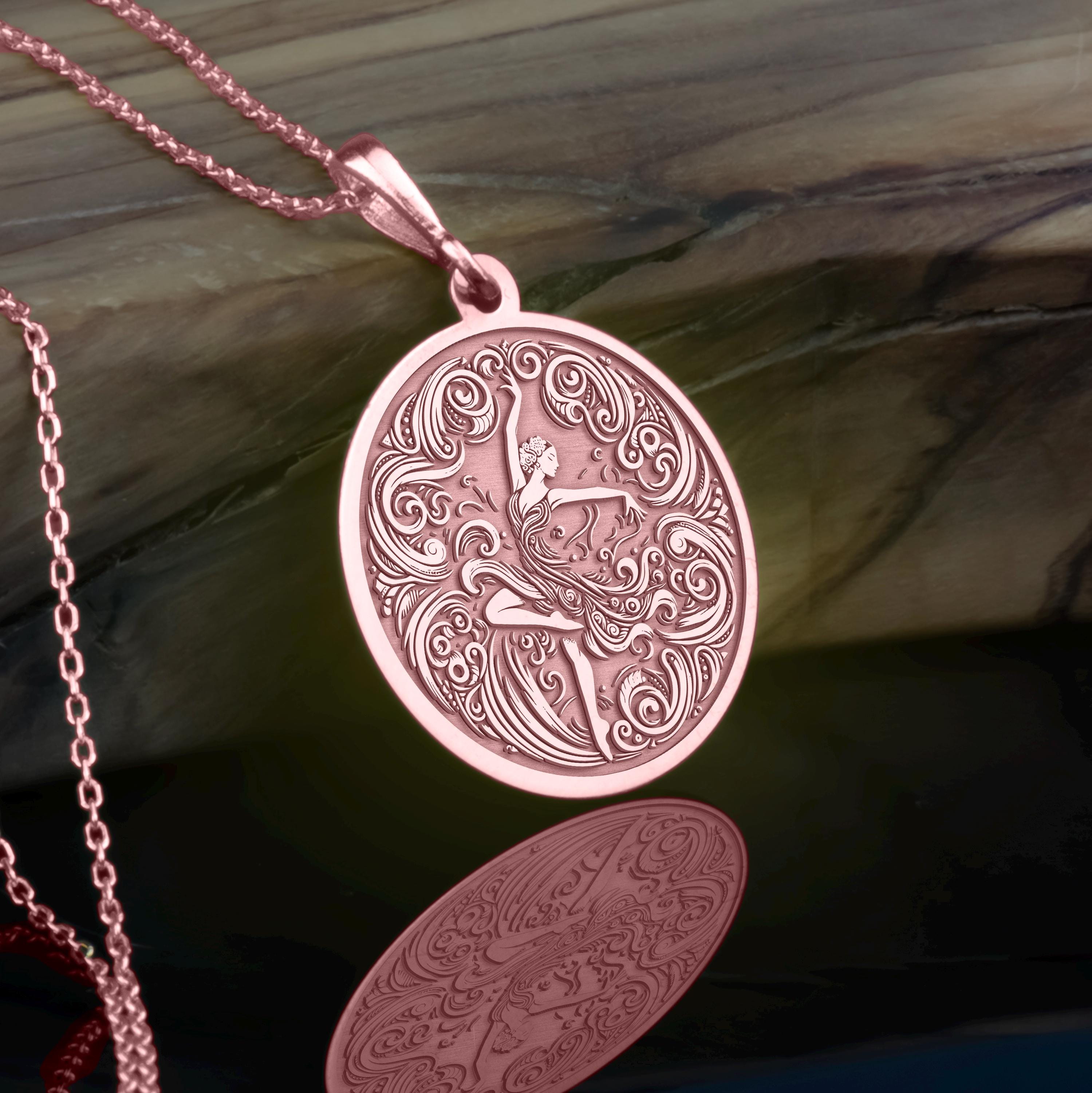 14K Gold Ballerina Necklace, Silver Dance Pendant, Rose Gold Ballet ...