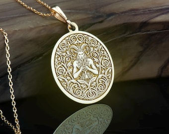 14K Gold Pan Charm, Silver Satyr Pendant, Rose Gold Satyr Pendant, Greek God of Music Necklace, Silver Greek God of Nature Pan Necklace