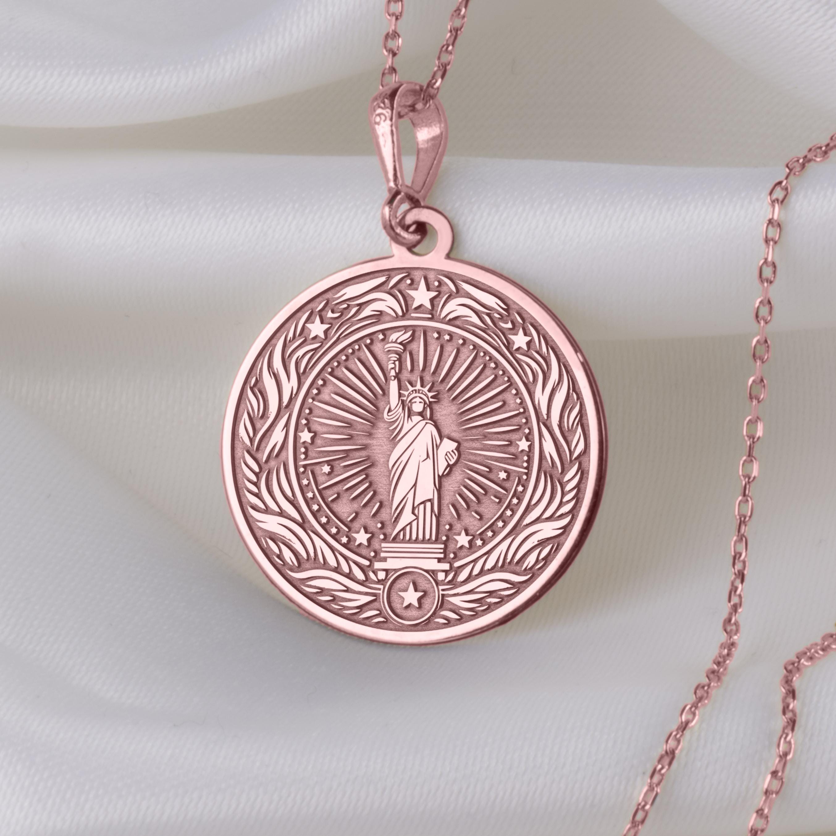 アクセサリー 203jewelry liberty necklace 14K Solid Gold Statue of Liberty Pendant – Freedom & Hope