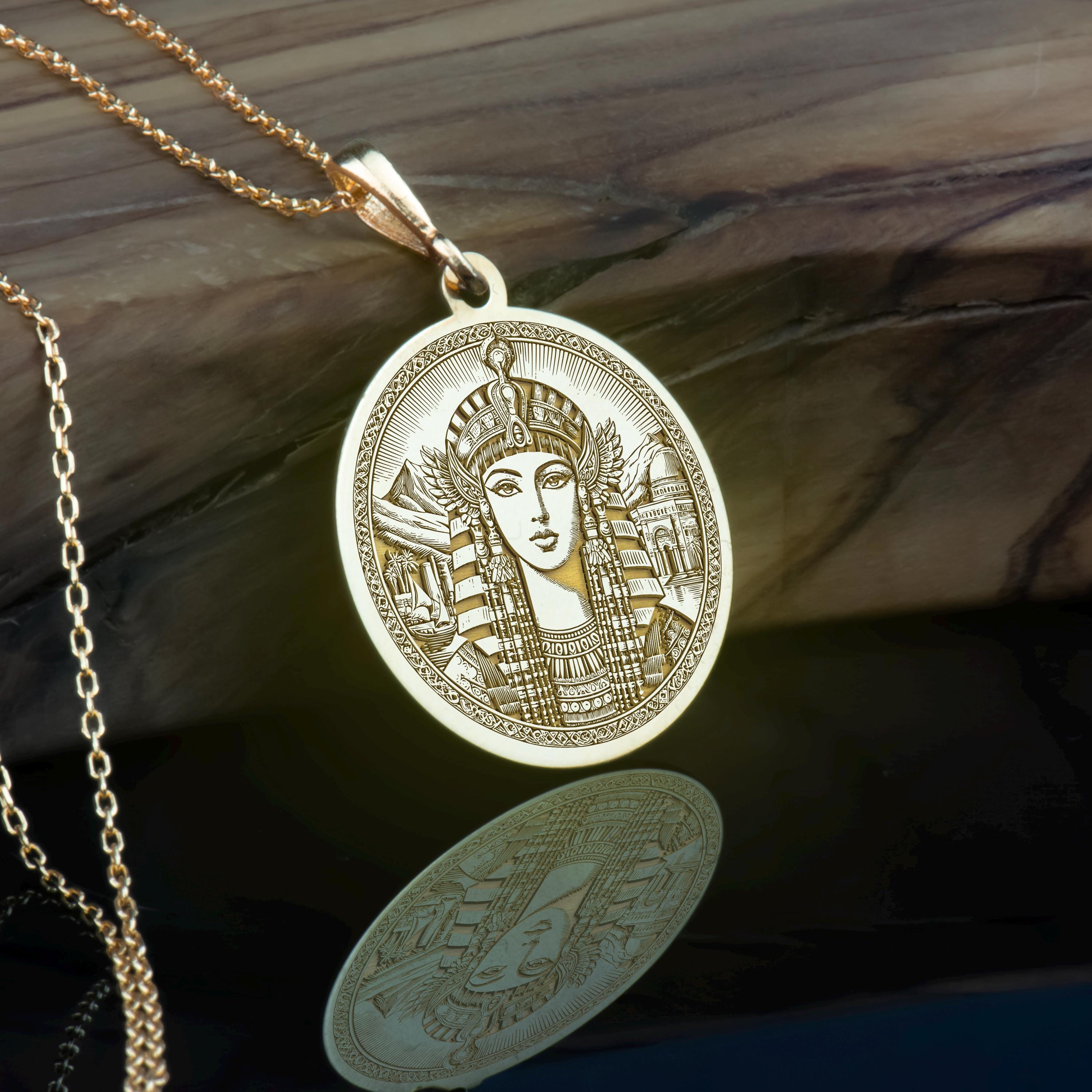 14K Gold Cleopatra Necklace, Silver Cleopatra Necklace, Silver Egyptian  Queen Pendant, Rose Gold Pharaoh Charm, Ancient Egypt Jewelry
