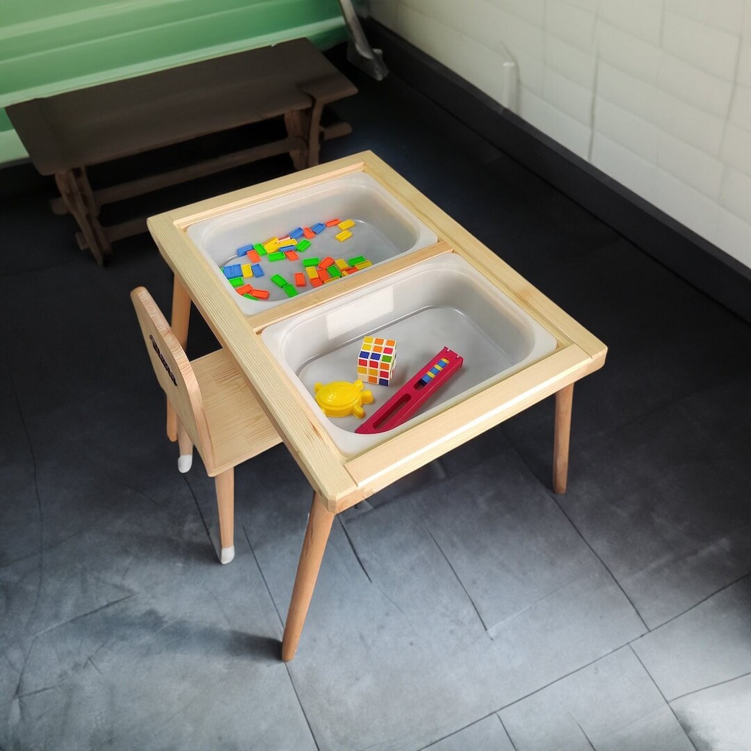 Table Wood Activity Table Kids Table and Chair Game Etsy