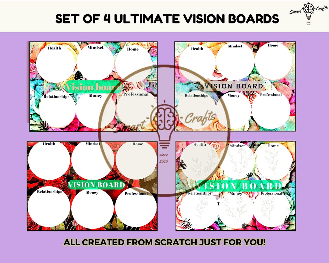 Printable Vision Boards Set of 4 Ultimate Templates Designed for ...