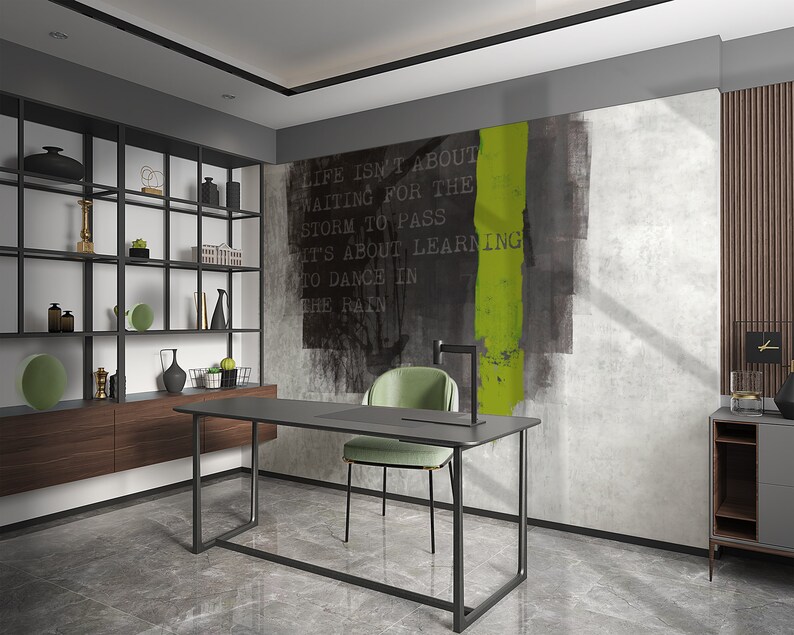 Concrete Modern Wallpaper, Modern Quote Mural, Removable Mural, Peel