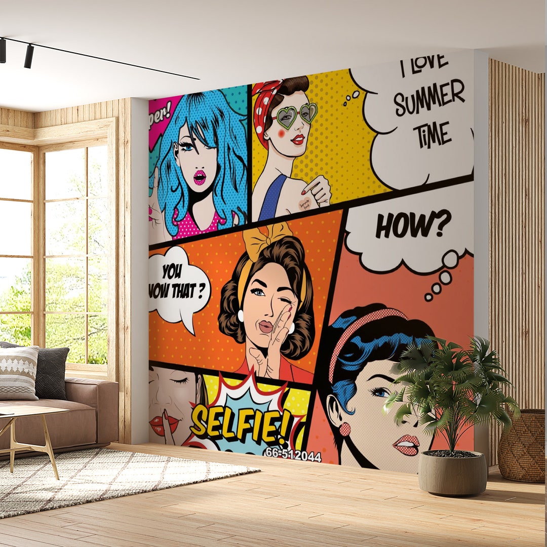 Pop Art Print Wallpaper Wallpaper for Living Room Pop Art - Etsy