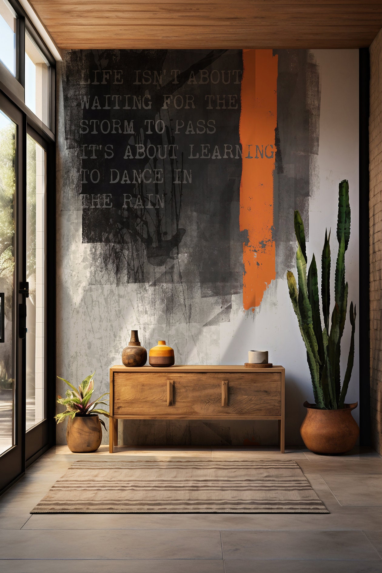 Concrete Modern Wallpaper, Modern Quote Mural, Removable Mural, Peel