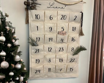 Personalized Advent Calendar | Fabric calendar with 24 pockets