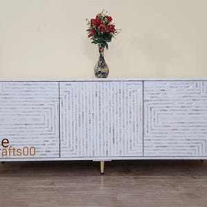 Handmade Mother of Pearl Inlay Media Console: Indian TV Unit
