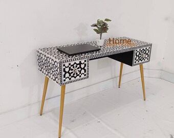 Handmade mother of pearl inlay Work Desk, mop inlay laptop table, mop  inlay Study table, mop inlay  furniture, mop inlay Bedroom console,
