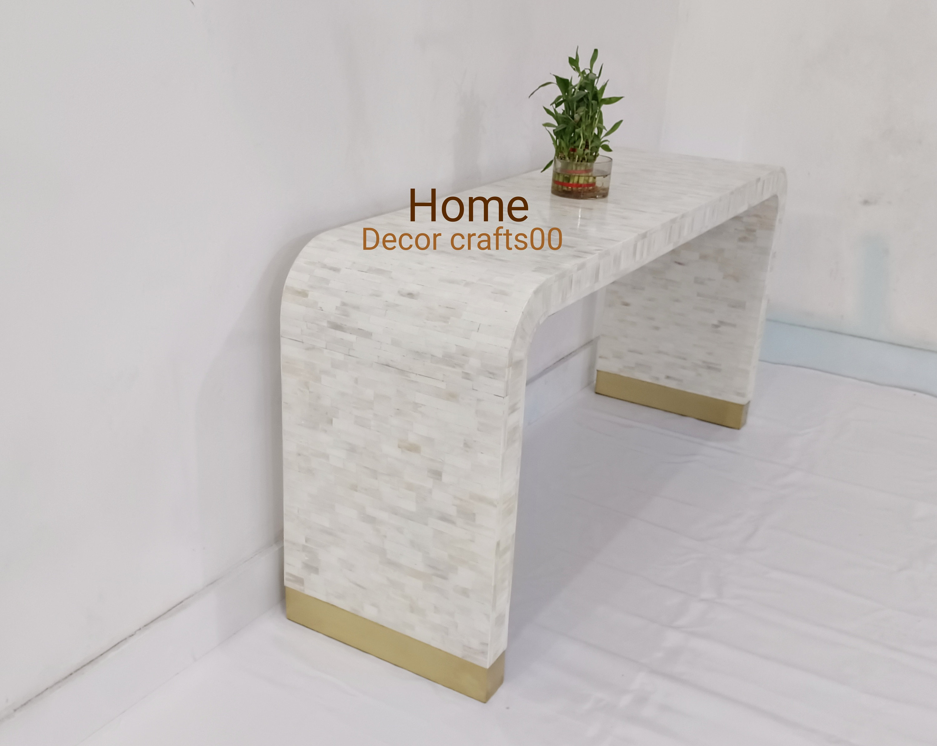 Bone Inlay Morrocan White Bone U Console Table, Bone Inlay Handmade ...