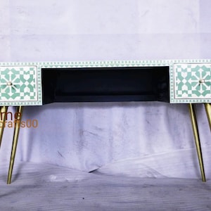 Handmade Bone Inlay Work Desk: Indian Console Table