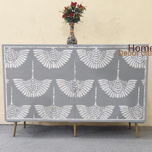 Handmade mother of pearl Inlay 2 Door Cabinet, mop Inlay Buffet, bone inlay Furniture, mop inlay Sideboard, living room chest,
