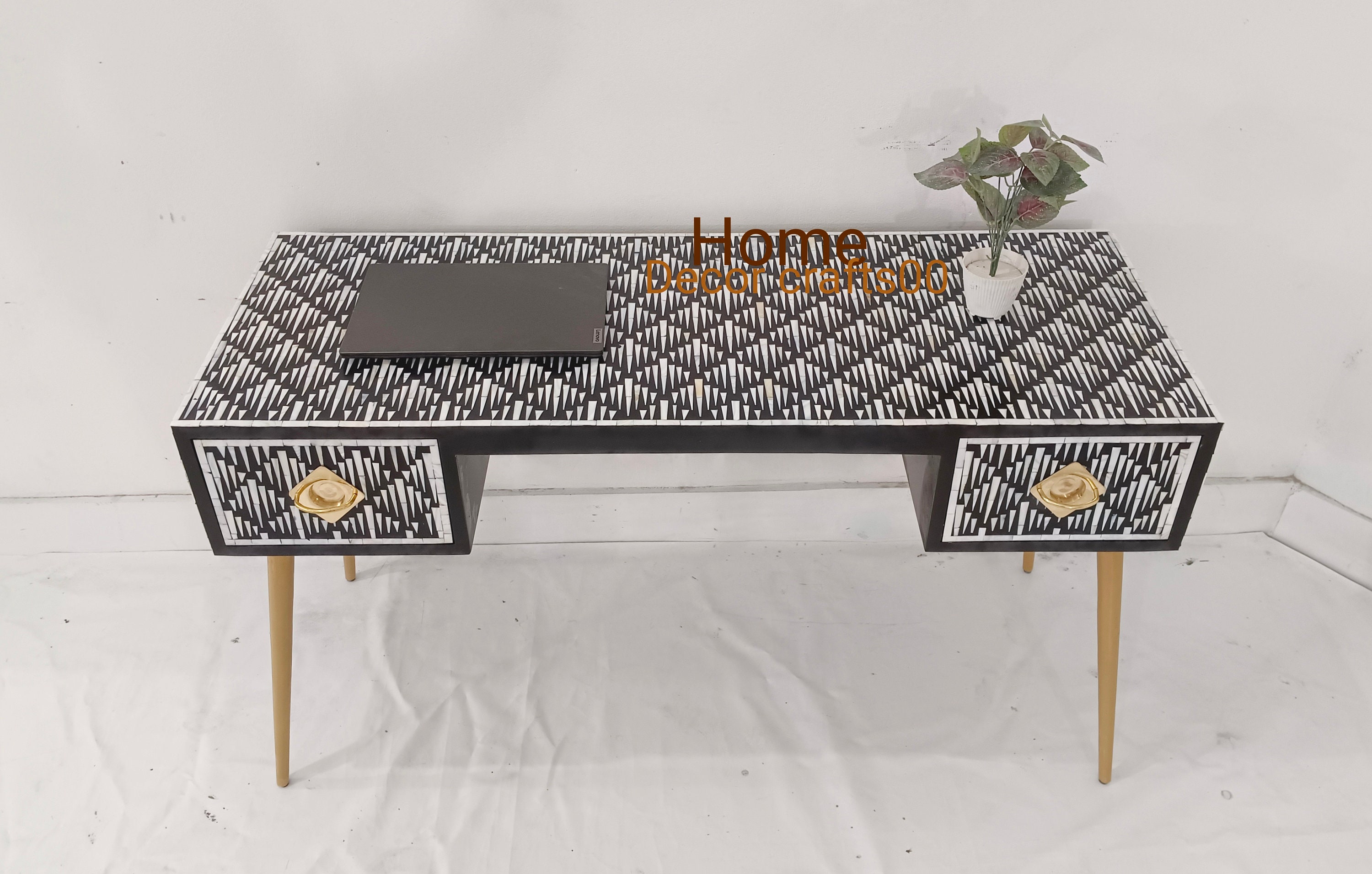 New Handmade Mother of Pearl Inlay Work Desk, Mop Inlay Laptop Table ...