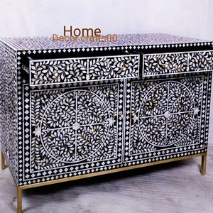 handmade mother of pearl inlay 2 drawer 2 doors buffet, Mother of pearl inlay Dresser, MOP inlay Furniture, bone inlay furniture,