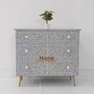 Indian new handmade mother of pearl inlay 3 drawer cabinet, mop Inlay Buffet, mop Inlay Sideboard, mop inlay chest, bone inlay  furniture,