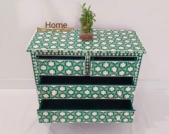 手作りの骨象嵌チェスト：花柄アクセント家具 - Etsy 日本