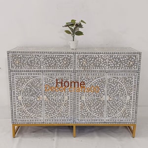 handmade mother of pearl inlay Buffet, mother of pearl inlay Cabinet, bone inlay chest, living room furniture, bone inlay furniture,