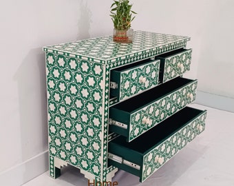 手作りの骨象嵌チェスト：花柄アクセント家具 - Etsy 日本