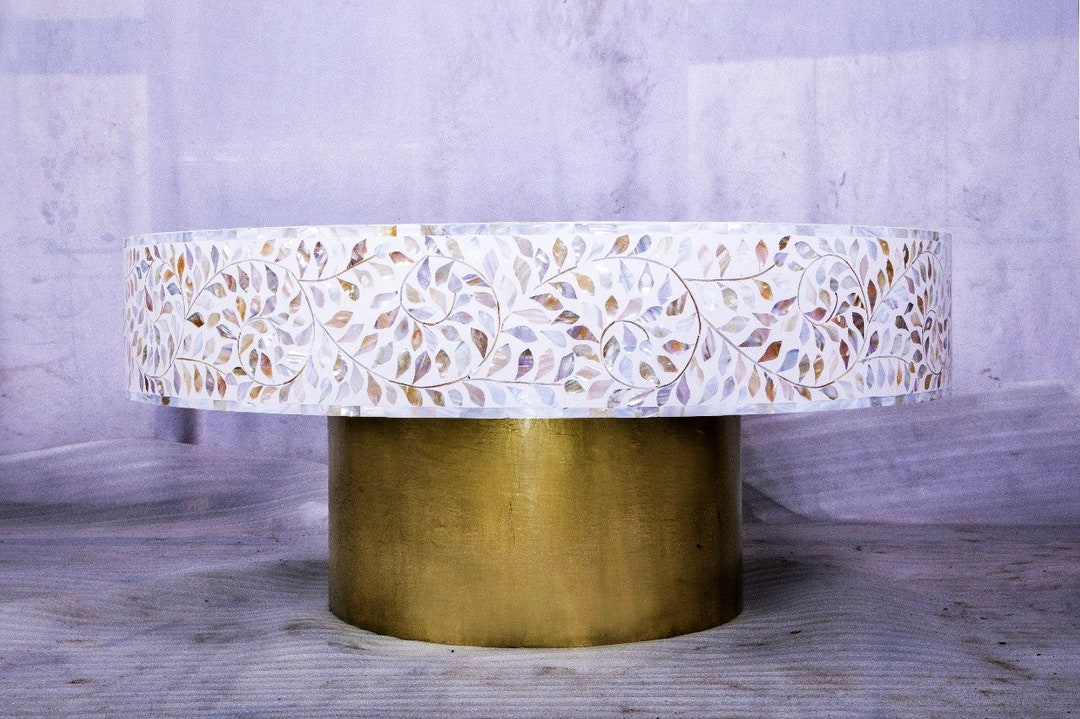 New Handmade Mother of Pearl Inlay Coffee Table ,mop Inlay Center Table ...