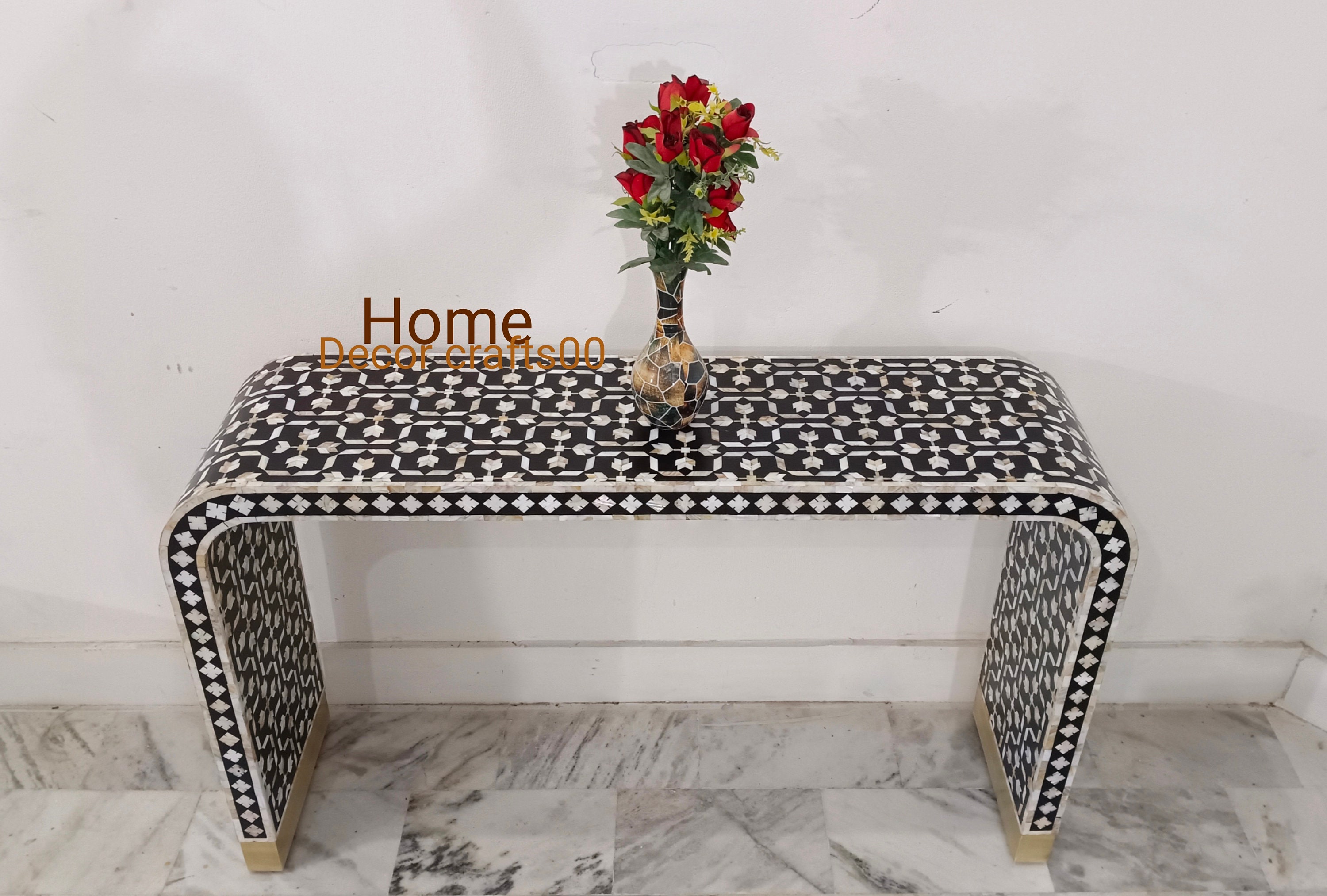 Handmade Mother of Pearl Inlay Console Table, Mop Inlay U Console Table ...