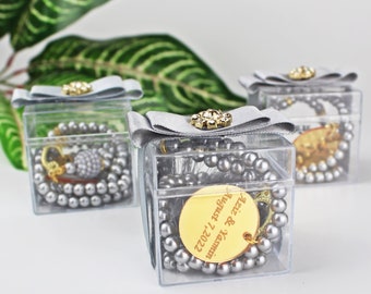 Personalized Pearl Prayer Beads Favors in Boxes, Islamic Wedding Favors, Tasbeeh Masbaha Favors, Islamic Baby Shower Favor, Eid Favor