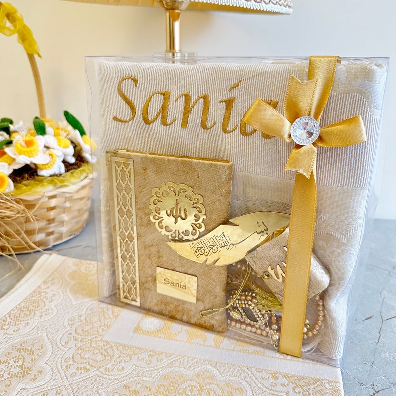 Personalized Prayer Mat Quran Tasbih Gift Set Prayer Mat Etsy