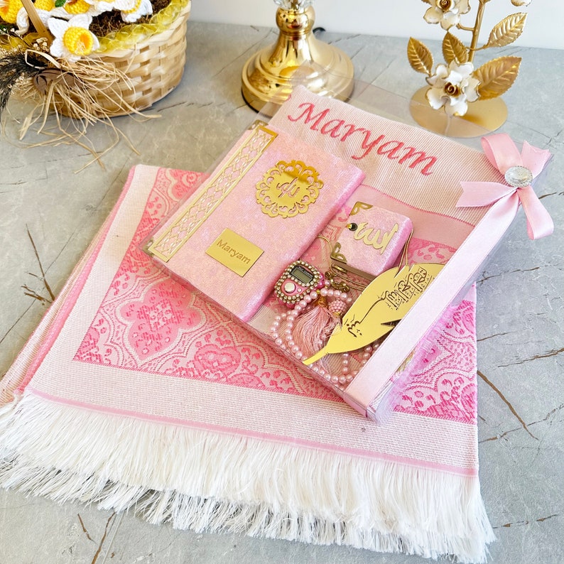 Personalized Prayer Mat Quran Tasbih Gift Set Prayer Mat Etsy