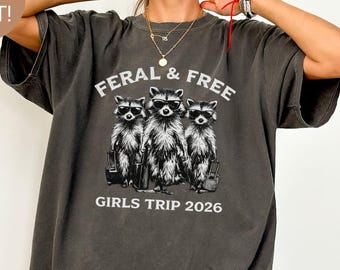 Camiseta con estampado de mapache para viaje de chicas 2026, camisetas a juego para vacaciones, conjunto para escapada de chicas, camiseta para viaje de amigas, camiseta con meme de mapache desquiciado