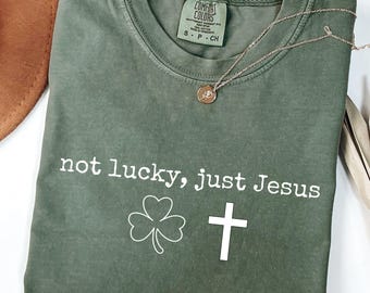No tengo suerte, solo Jesús. Camiseta cristiana Comfort Colors, camiseta cristiana minimalista, camiseta religiosa, regalo de ropa cristiana, camiseta basada en la fe.