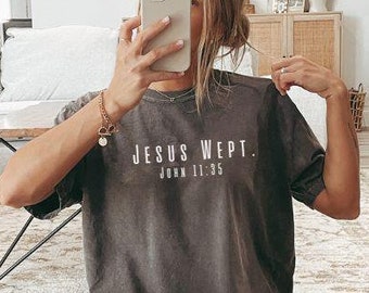 Camiseta con colores reconfortantes de Jesús lloró: camiseta cristiana vintage