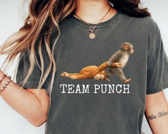 Camiseta Team Punch Comfort Colors®, camiseta Baby Monkey Punch, camiseta con meme de mono divertido, camiseta viral de mono, camiseta con estampado de animal adorable